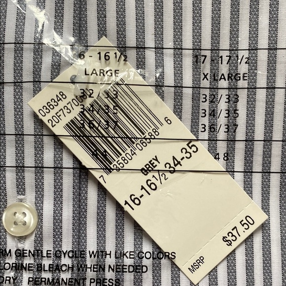 Van Heusen Gray And White Striped Men's Shirt Size Large - Picture 7 of 8